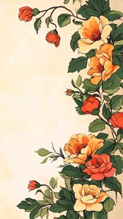 花纹玫瑰花工笔画