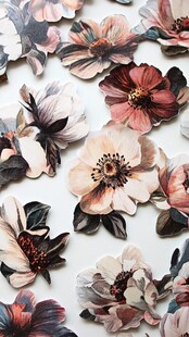 3d浮雕缤纷花卉