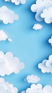 几何晶格蓝天白云云朵