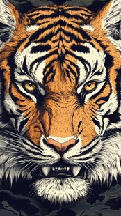 原色虎头潮流插画