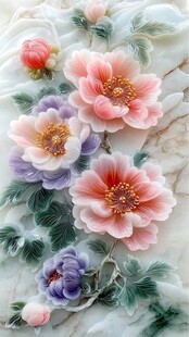 3d浮雕缤纷花卉