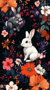 萌兔花园主题碎花图案