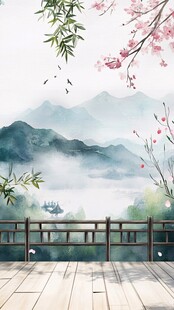 江南春季山水插画