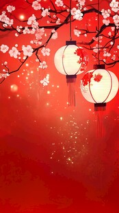 灯笼梅花背景图