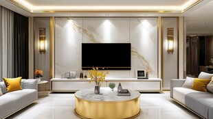 轻奢金线客厅背景