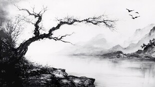 水墨风格韵味墨韵黑白