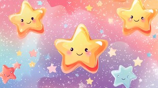 壁纸儿童卡通幻彩星星