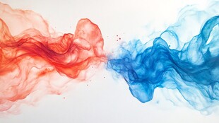 融合流动红蓝油漆背景