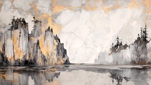 新中禅意山水岩彩画