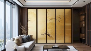 新中式镶嵌硬包背景墙