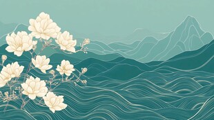 古风海浪包装插画