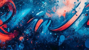 融合流动红蓝油漆背景