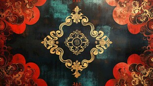 屏风背景云纹漆器