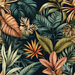 热带花枝四方连续图