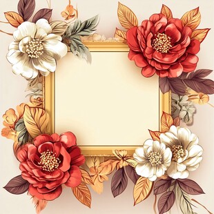 手绘立体牡丹花卉