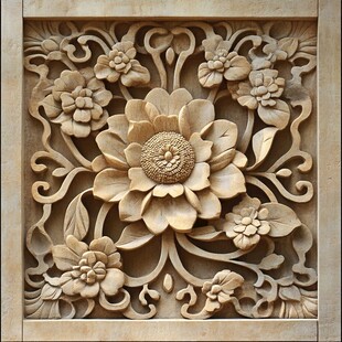 花开富贵砂岩浮雕