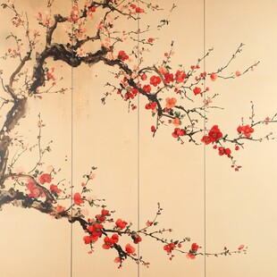 酒店客厅走廊梅花花鸟