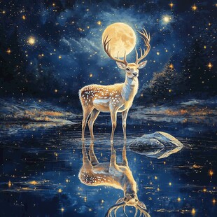 卡通唯美梦幻鹿