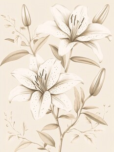 手绘百合花花卉