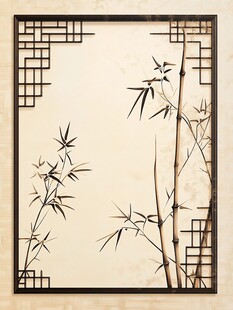竹影栅格装饰画