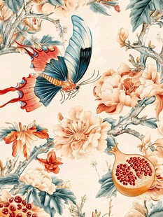 花鸟蝴蝶梅花图案