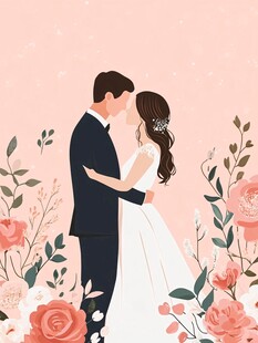 婚礼新人插画