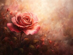 现代玫瑰花油画