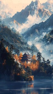 山水楼阁雅致意境风