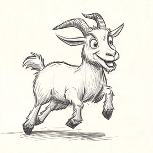 手绘山羊插画山羊