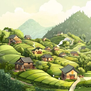 茶山插画