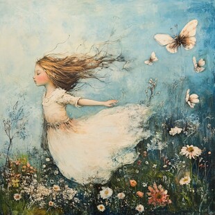 文艺梦境小女孩手绘