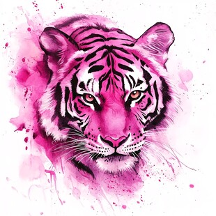 原色虎头潮流插画