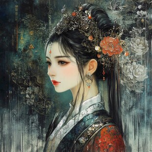 古风美女头像插画封面