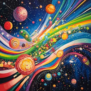 创意彩色缤纷宇宙插画