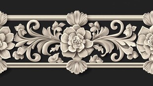 轻奢金色牡丹花线条