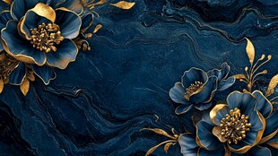 牡丹花线描金轻奢