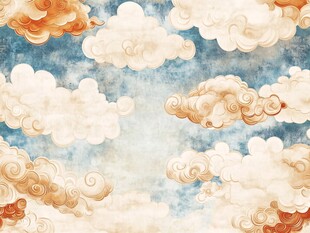 手绘云朵背景墙