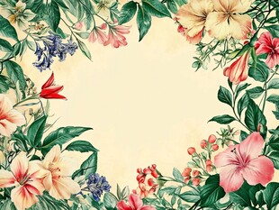 田园风热带树叶花朵