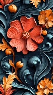 3d浮雕缤纷花卉