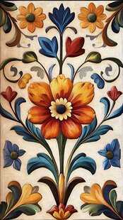 欧式花彩色木板