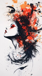 唯美抽象画水彩画女人