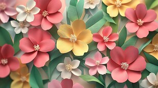 3d浮雕缤纷花卉
