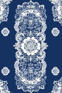 蓝色印花古典图案