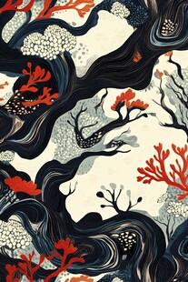 古风海浪包装插画