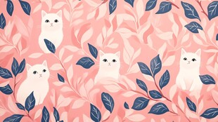 粉色猫猫卡通背景