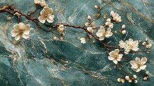 大理石春天花鸟壁纸