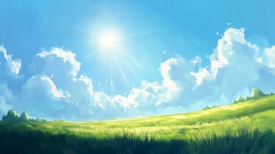 阳光晴朗风景插画