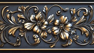 金色花卉浮雕