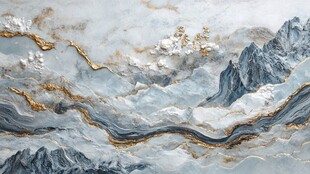 流体画金色山河