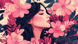 木棉花美女插画